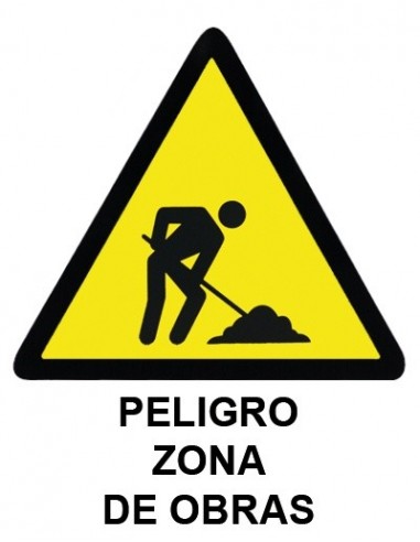 Cartel PVC 21x29 Peligro zona de obras