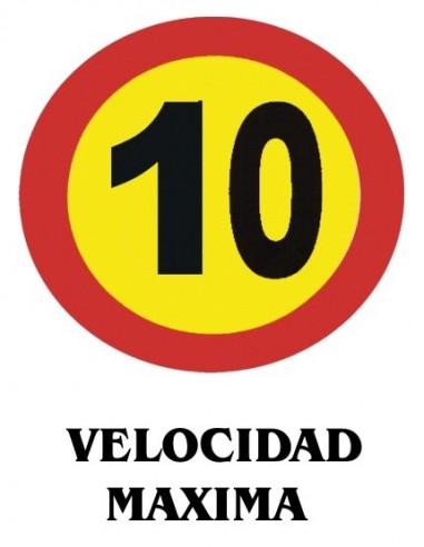 Cartel PVC 40x30 Velocidad Máxima 10