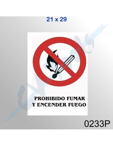 Cartel PVC 21x29 Prohibido fumar y...